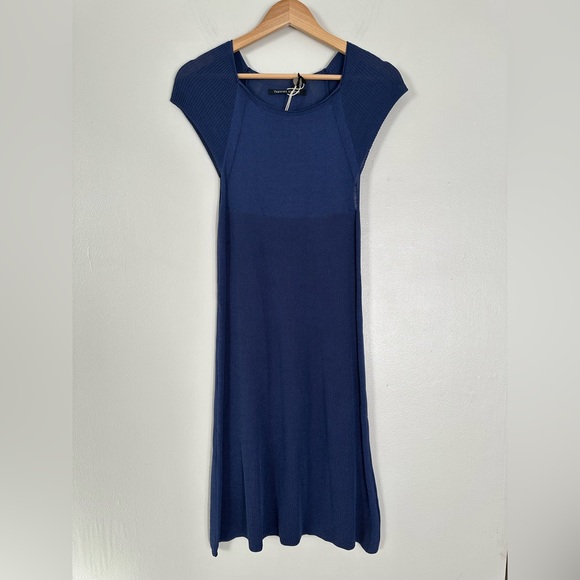 Hannes Roether Blue Midi/ Knee Length Cap Sleeve Dress size Small. NWT - Picture 2 of 9